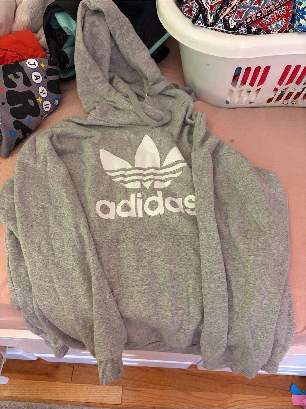 adidas Gray Hoodie with White Trefoil Logo
